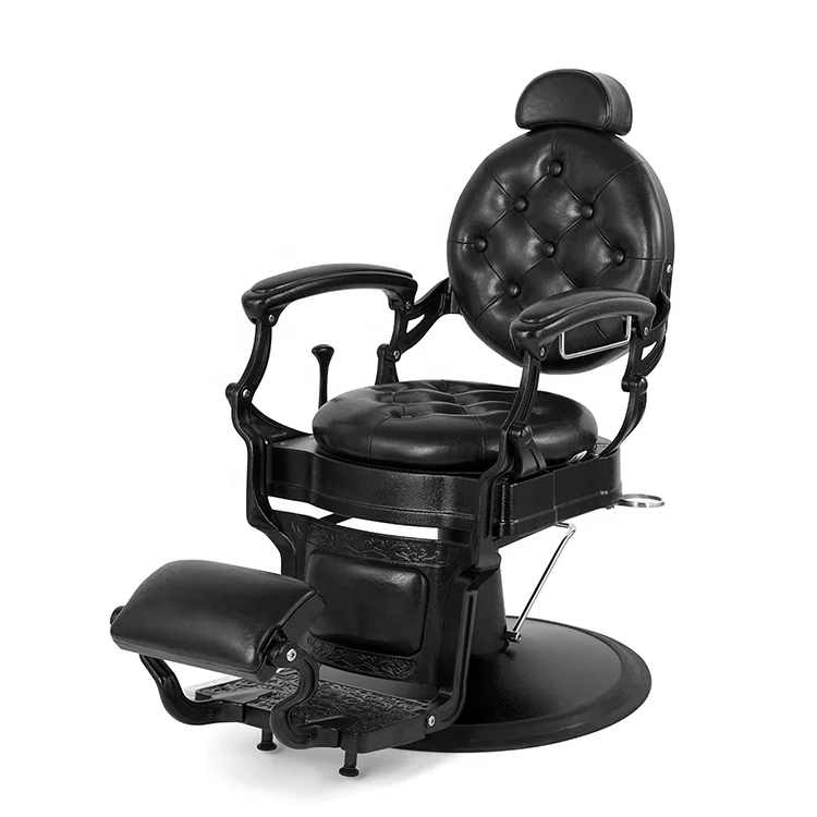 Hot Sale Hydraulic Commercial Furniture Mobile Gray Custom Retro Swivel Salon Furniture Barber Chair For Barber Shops Sale