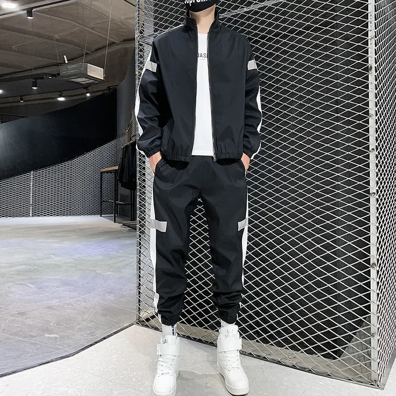 Spring Autumn Men Sportswear Set Tracksuit Hip Hop Jacket + Pants Male Casual Streetwear Track Suits