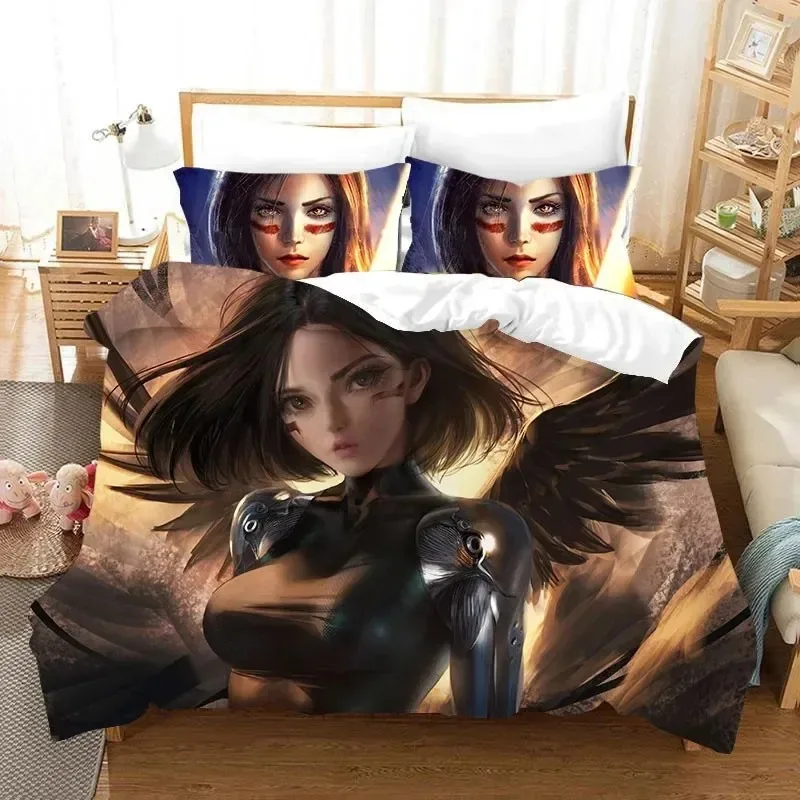 

3D Movie ALITA Battle Angel Bedding Set Boys Girls Twin Queen Size Duvet Cover Pillowcase Bed Kids Adult Home Textileextile