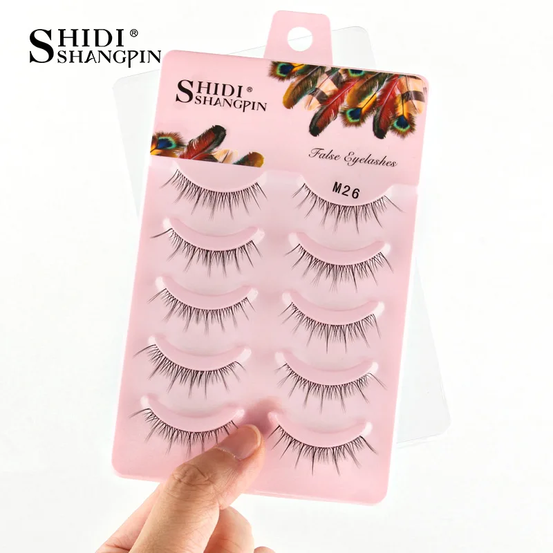 SHIDISHANGPIN 3/5 Paar halbe Wimpern, transparenter Stiel, unsichtbares Band, künstliche Nerzwimpern, wiederverwendbar, falsche Wimpern, natürlich, flauschig – Detail 39