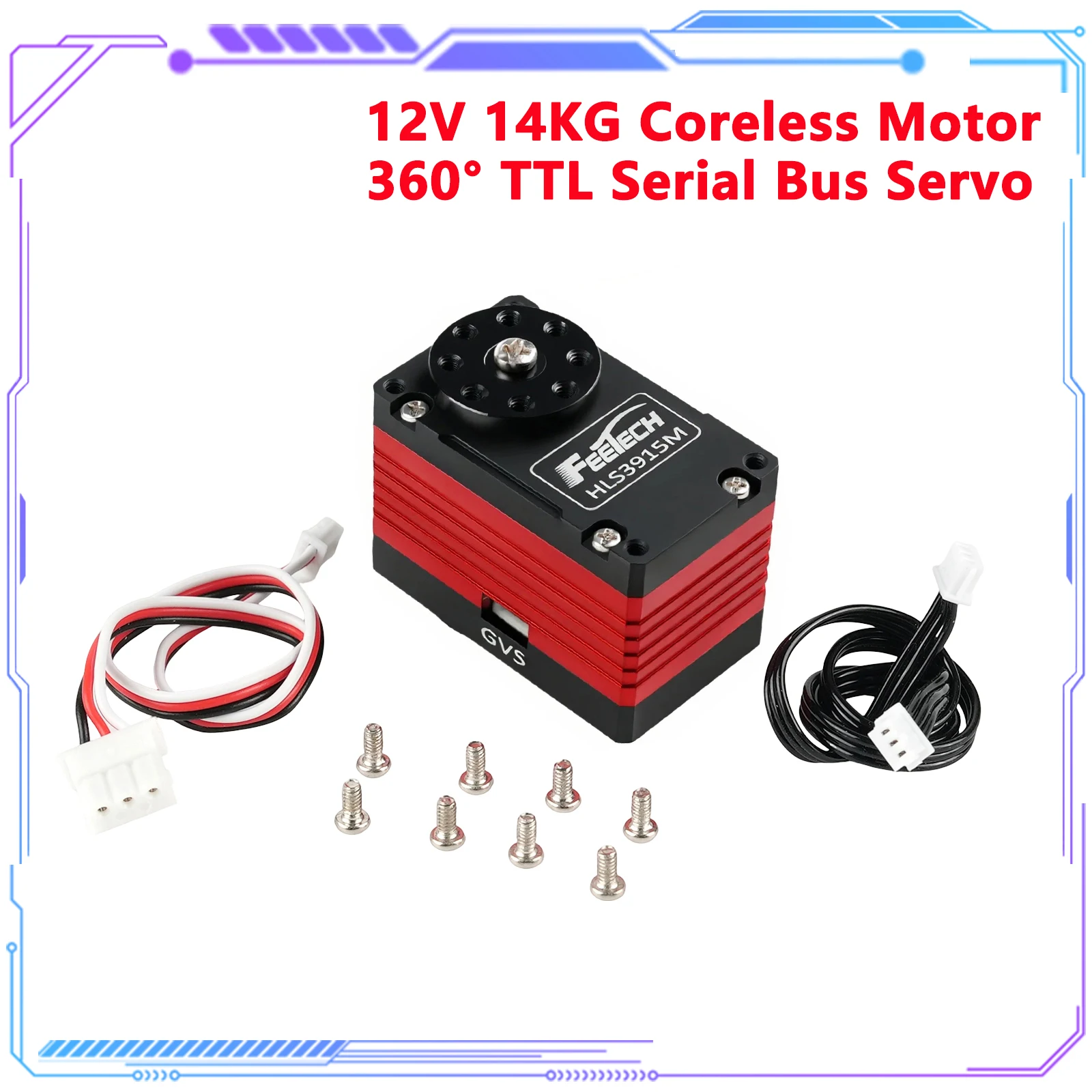 12V 14KG Double Shaft Constant Force TTL Serial Bus Servo Coreless Motor 360 Degree Feetech HLS3915M for DIY Feetech HLS3915M