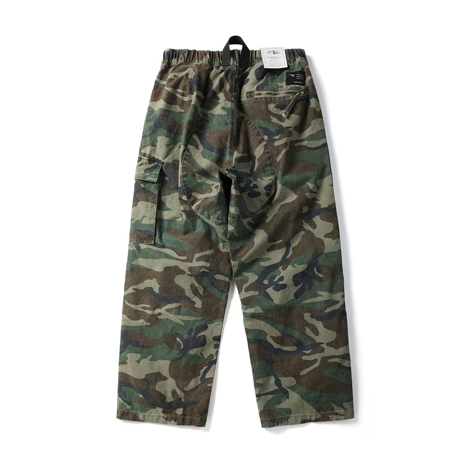 Men Camouflage Pleated Pants Cotton Casual Cargo Pant Men Streetwear Wide Leg Function Paratrooper Pants Cityboy Baggy Trouser
