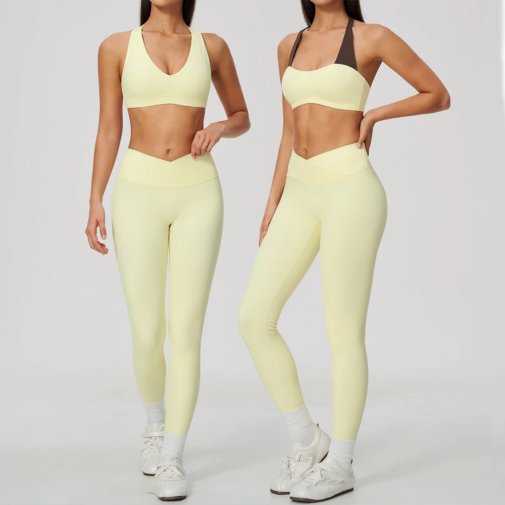 Women Tracksuit 2 Piece Yoga Set Fitness Suit Sports Set Athletic Wear Sports Bra High Waist Leggings Outfit Workout Set Gym Set