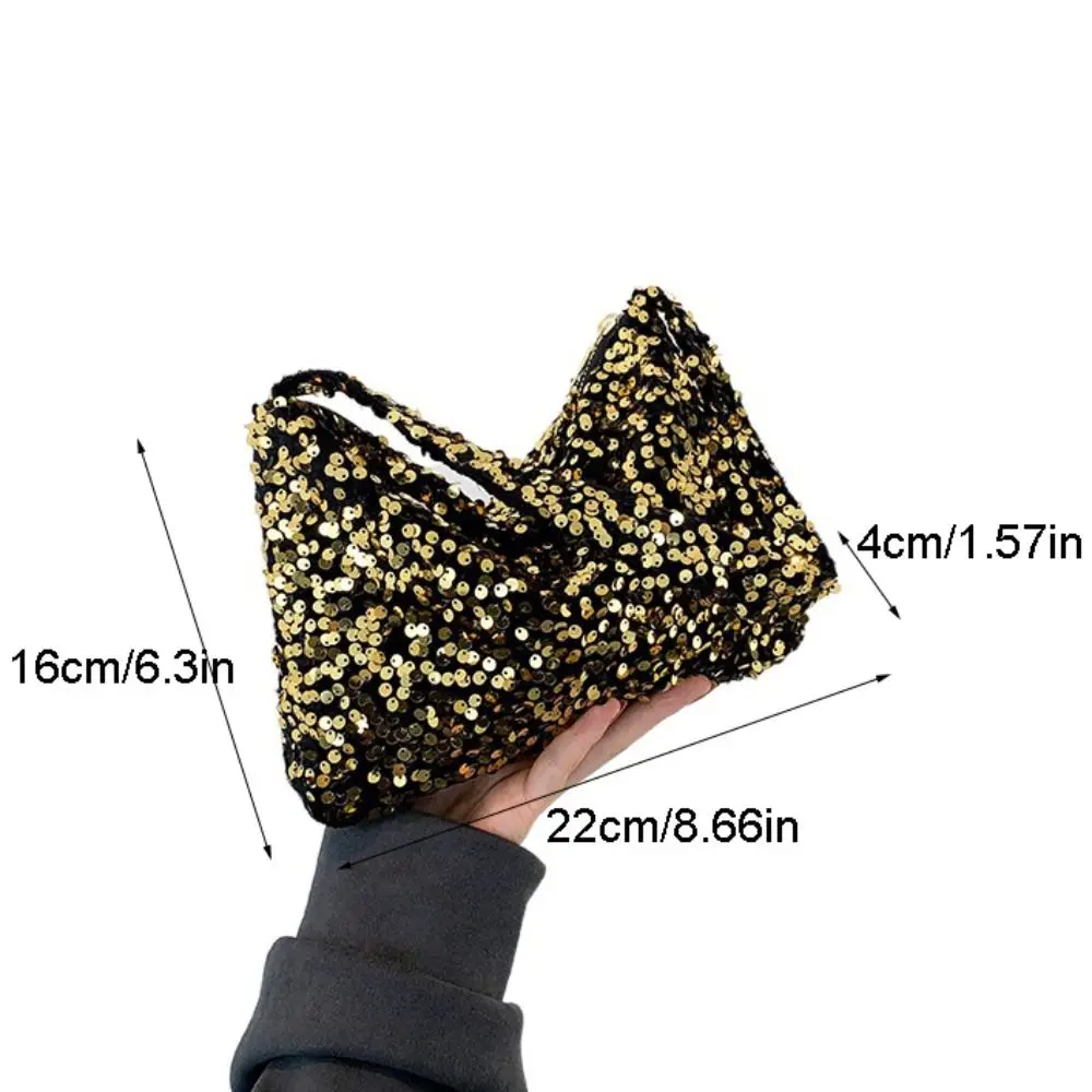 Solid Color Sequins Crossbody Bag Fashion Korean Style INS Evening Clutch Bag Handbag Underarm Bag Sequins Shoulder Bag Female