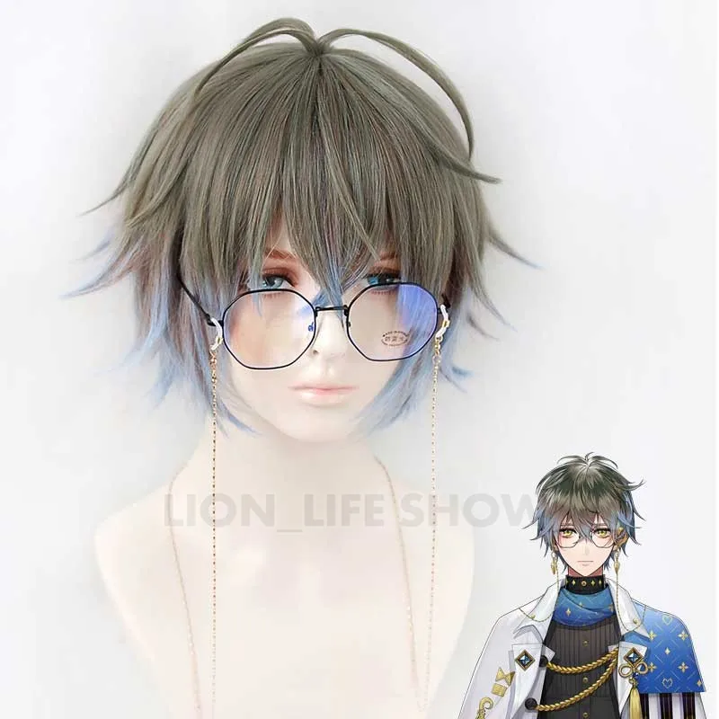 Vtuber Hololive Ike Eveland Luxiem Cosplay Glasses Brooch Earrings Ike Eveland Wig Accessories Props