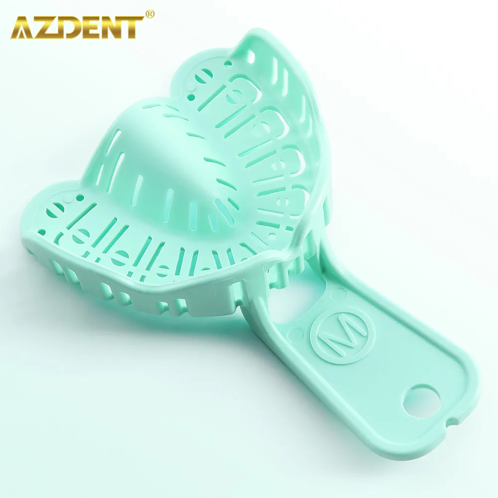 1set Azdent Dental Impression Trays 6Pcs/Set Green Full Mouth for Teeth Mold Tray Plastic Large Medium Small Lab Dentistry Tools