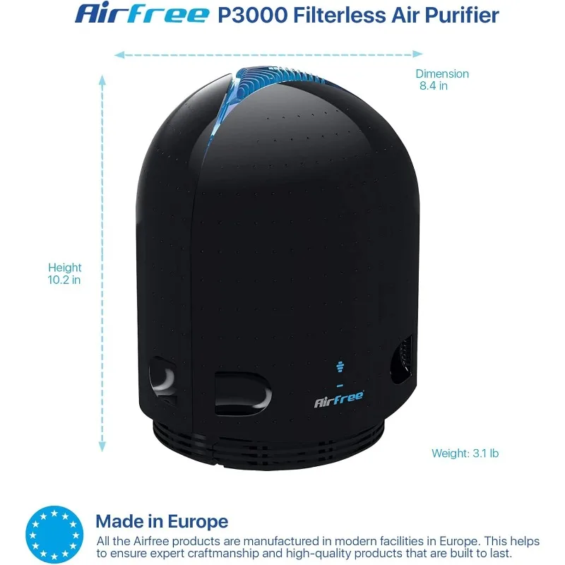 AIRFREE P3000 Silent Air Purifiers for Home, Bedroom, Destroy not Hold 99.9% of Mold, Bacteria