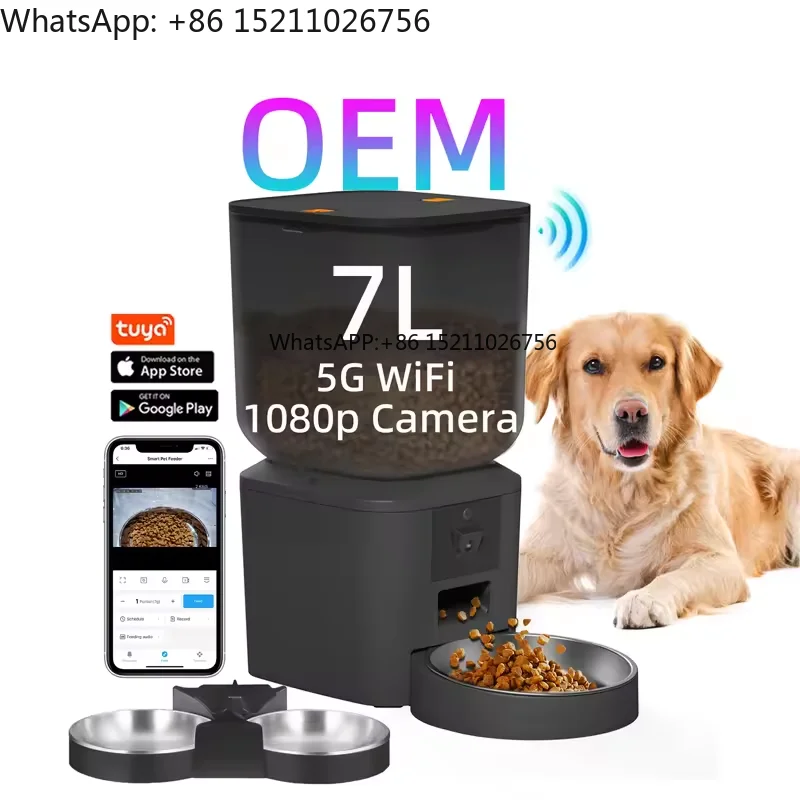 Wifi-enabled  Electric Pet Dog Food Bowls Pet Food Dispenser for Cat Puppy Dog Automatic Pet Feeders with 1080P -