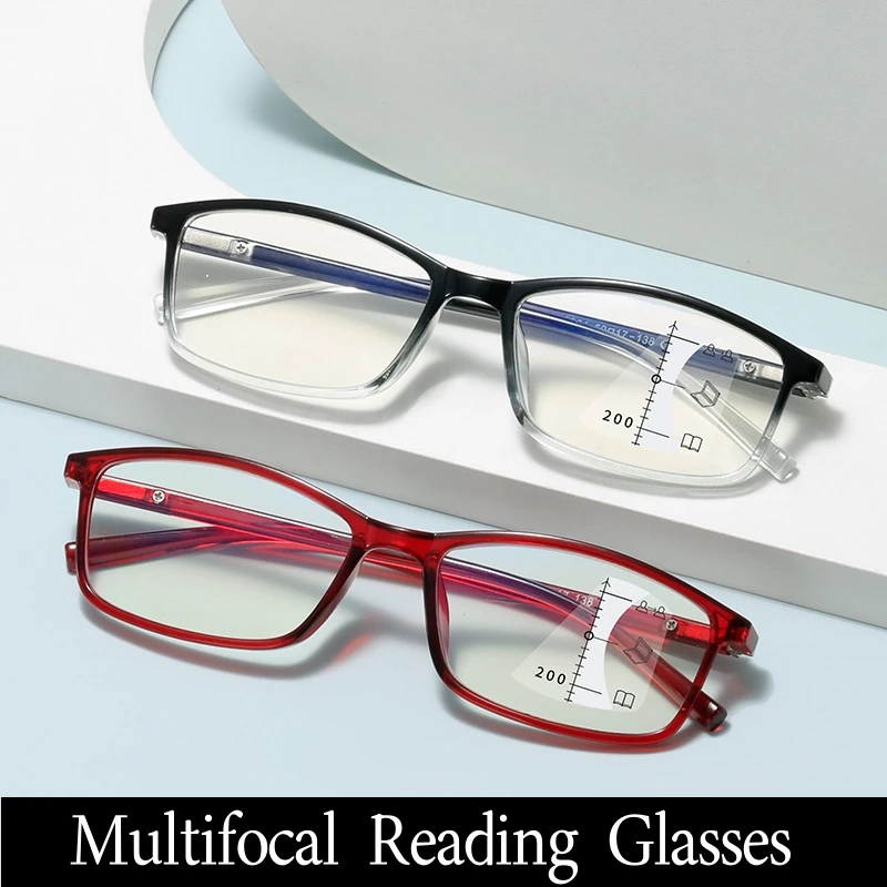 

Unisex Anti-blue Light Multifocal Reading Glasses Fashion Progressive Eyeglasses Women Near Far Sight Eyewear Diopter +1.0 +4.0