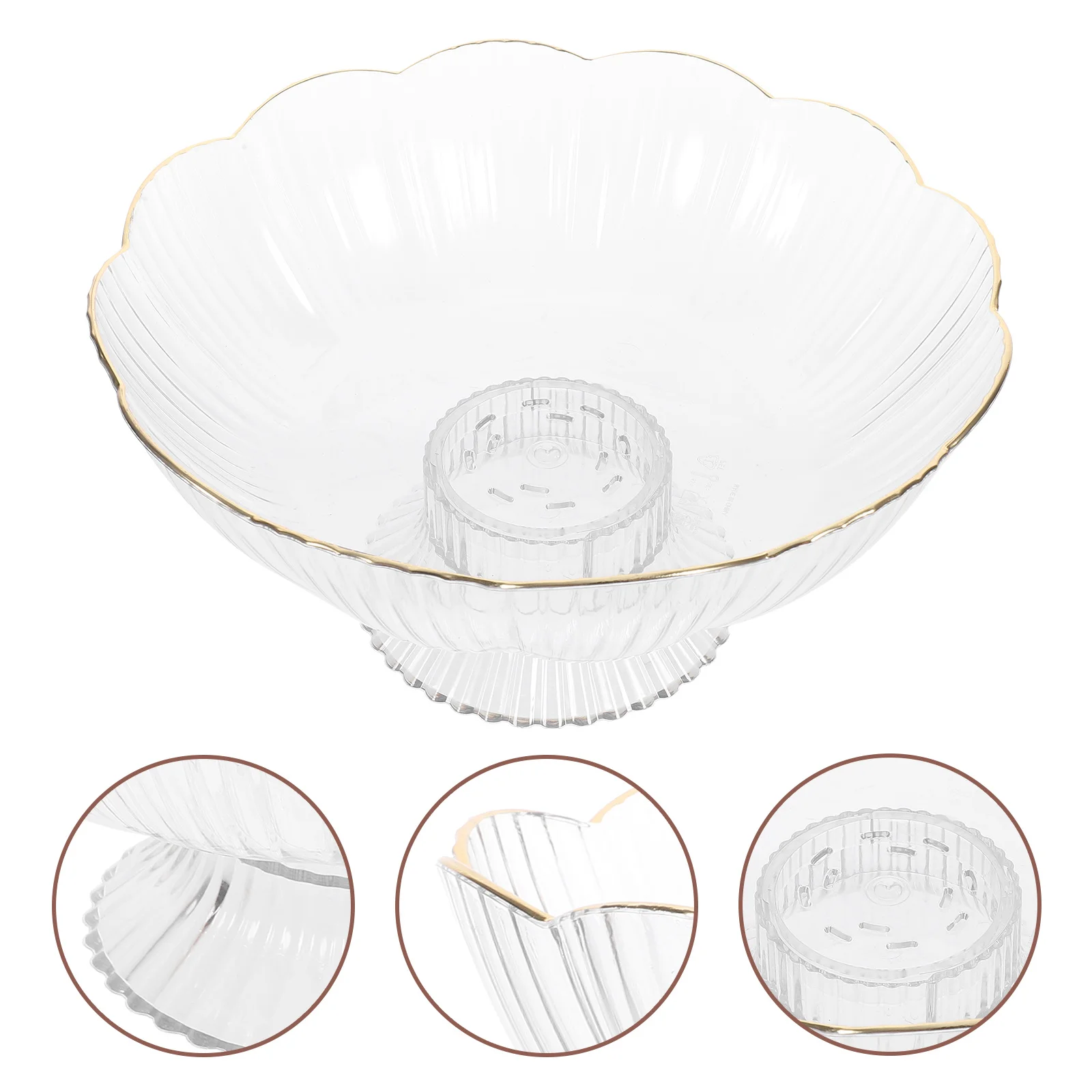 

1pc Large Capacity Fruit Plate Footed Drain Tray Pet Shatterproof Snack Serving Holder For Home Living Room Dessert Candy