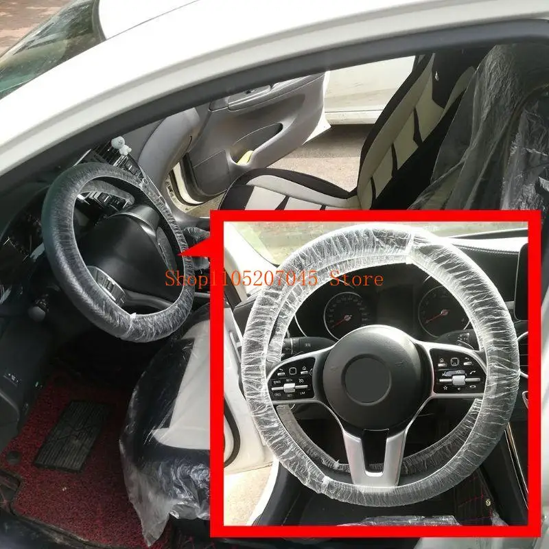 

37cd 100Pcs Plastic Disposable Steering Wheel Cover Universal for Car Truck Protective Sleeve for Steering Wheel