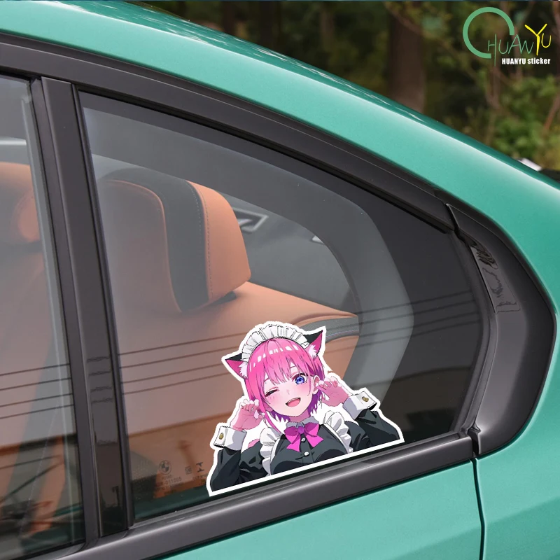 JDM Cute Maid Girl Anime Car Sticker Car Sticker Motorcycle Bumper Car Window Reflective Waterproof Sticker Car Sticker