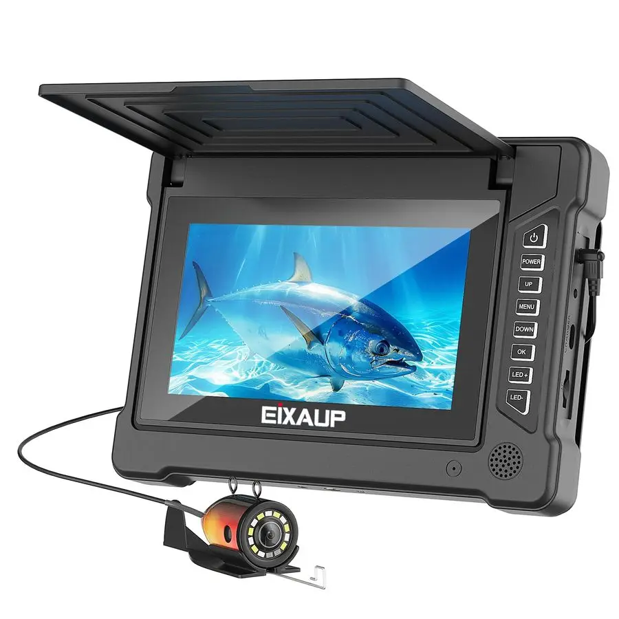 

Fishing Camera, 7 inch HD IPS Monitor 1200TVL IP68 Wateproof Camera with 6 Pcs LED Lights 6 Pcs IR Infrared Lights, 165Wide Angl