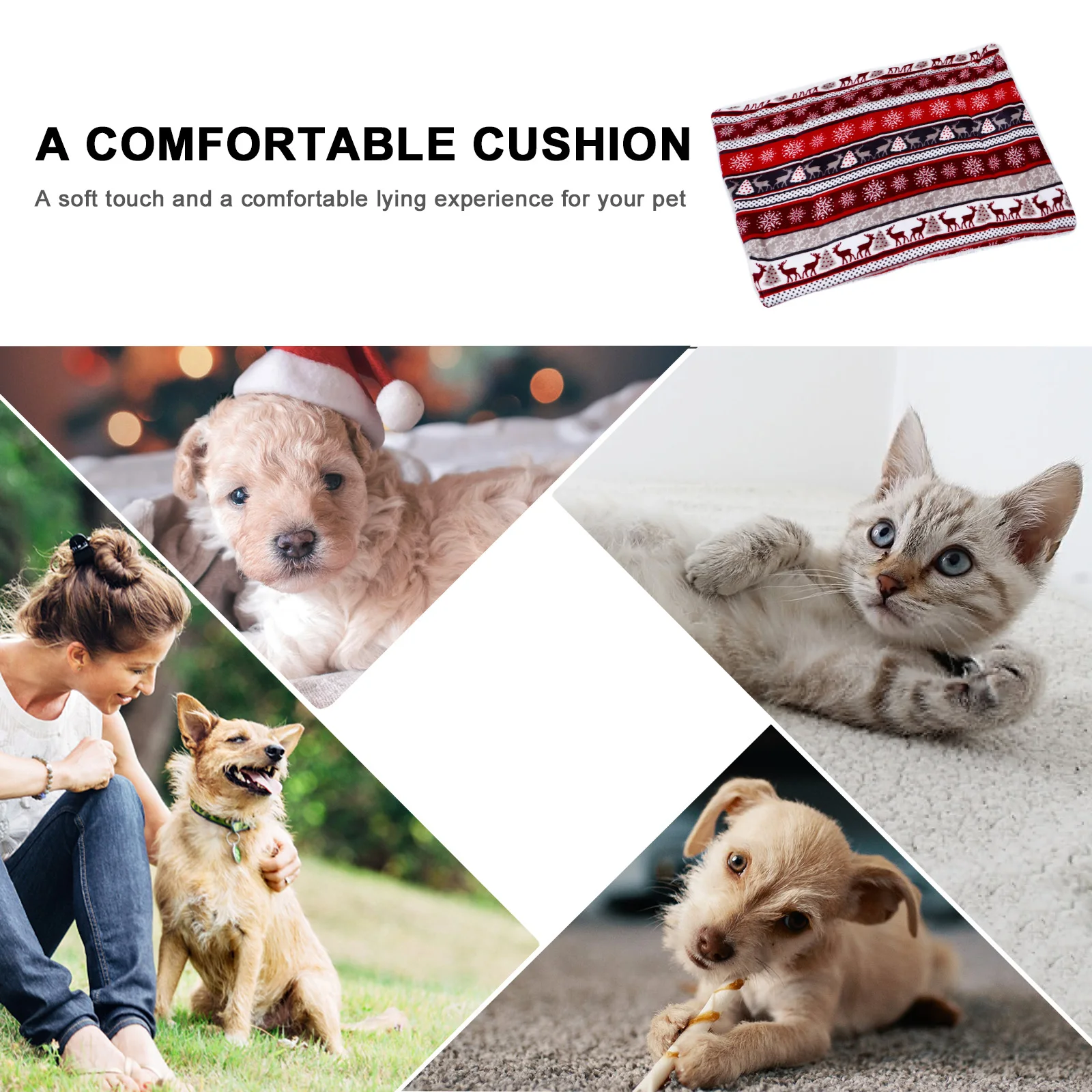 

Pet Christmas Blanket Winter Cat Dog Bed Flannel Mat Cushion Seat Easy Clean Machine Washable Pet Mattress Suitable Indoor