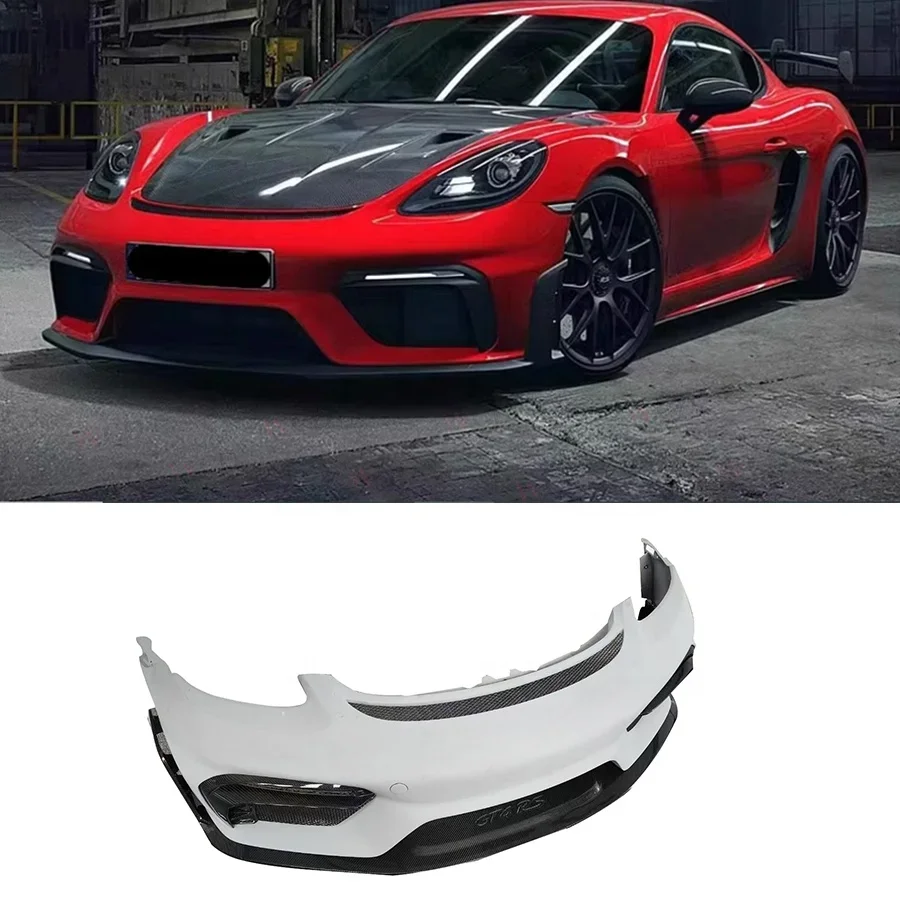 

Car Parts For Porsche 718 Cayman 2016+Body Kit Half Carbon Fiber GT- 4RS Style Front Bumper Lip