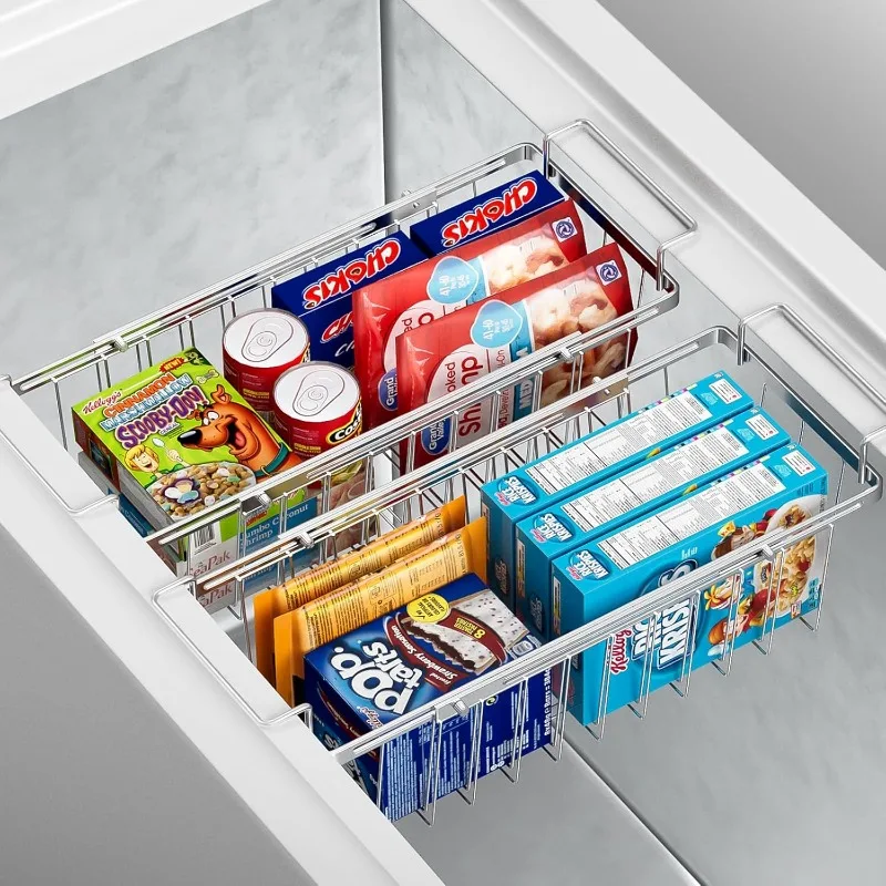 Freezer Baskets for Chest Freezer, Capacity Expandable Deep Freezer Organizer Bins Adjustable From 16.5