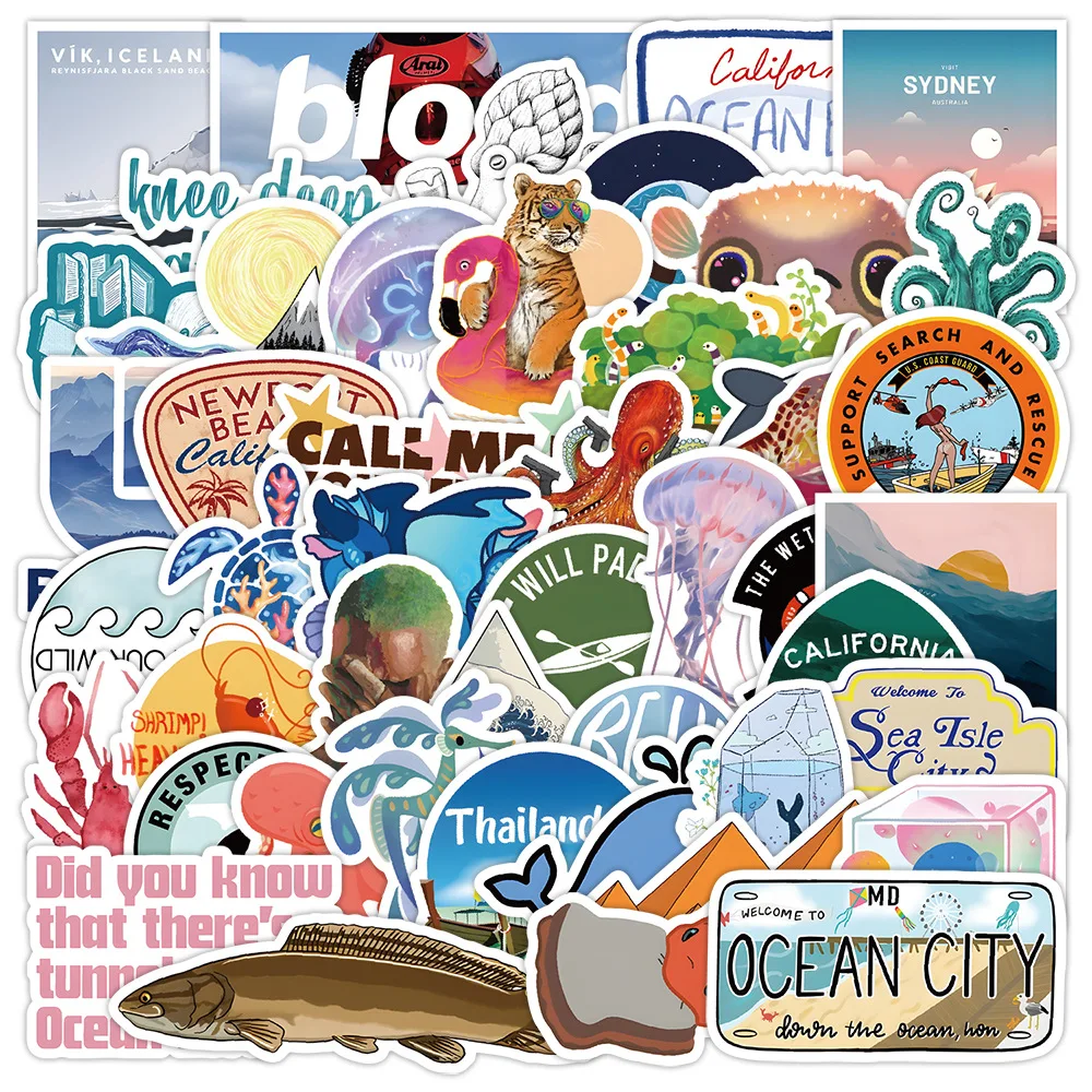 

10/30/50PCS Ocean Landscape Graffiti Sticker Creative Personalized Ocean Graffiti Waterproof Decal Kids Toy DIY Laptop Sticker