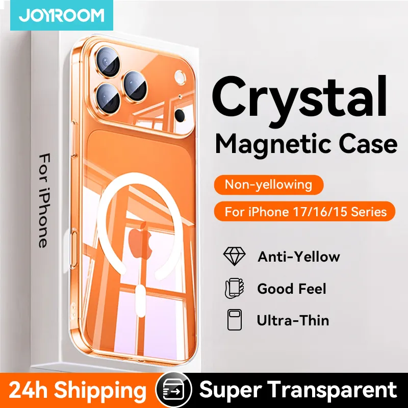 כיסוי מגנטי Joyroom לאייפון 17/16 פרו מקס, שקוף, דק, מגן מהצהבה ותומך טעינה אלחוטית