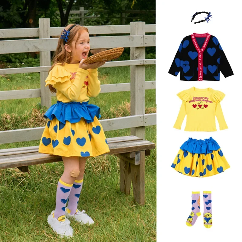 

BE!2024 Children's Clothing Autumn New Cute Children Cartoon Sweater Skirt Sweater Suit