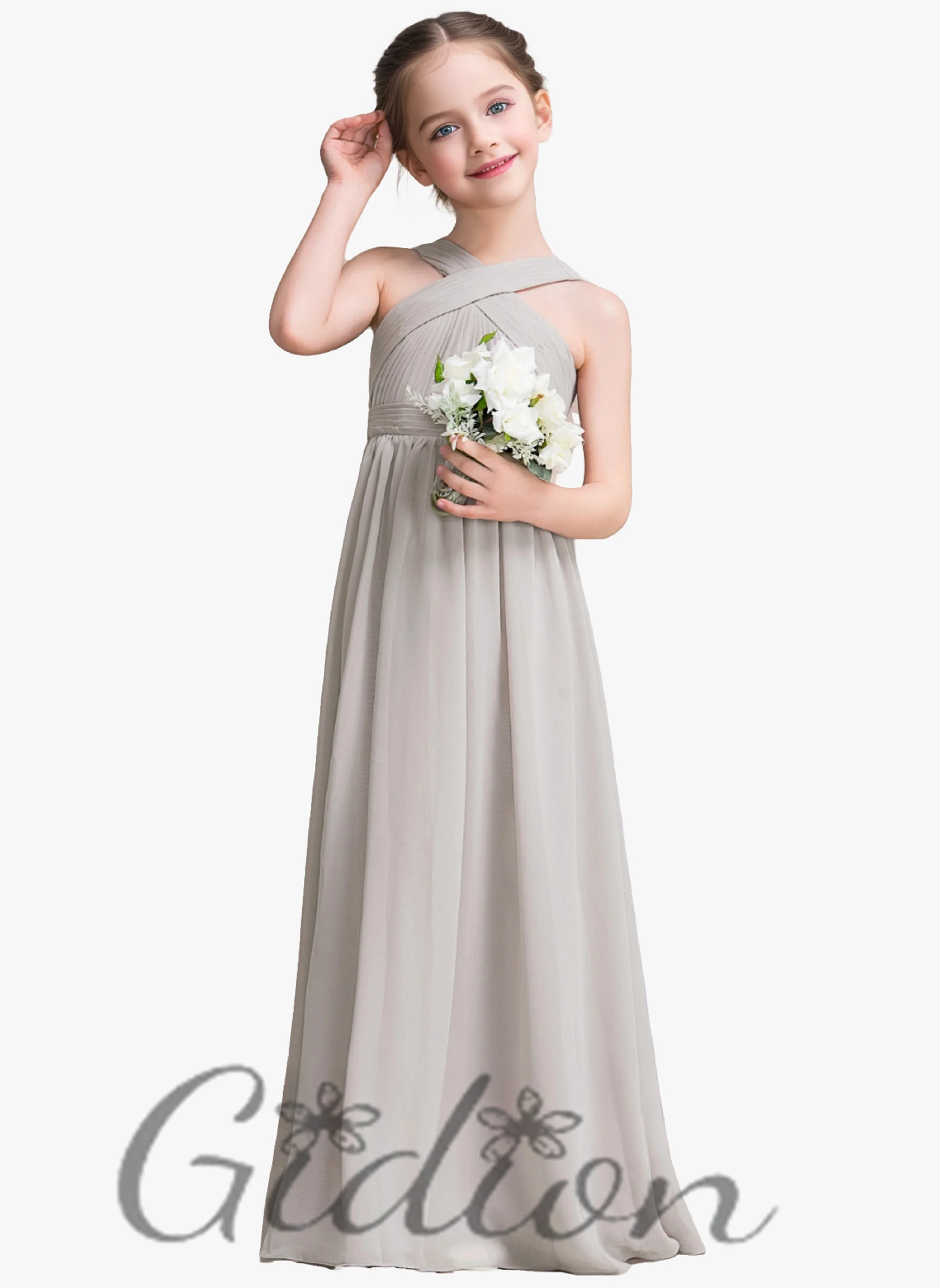 

A-Line Chiffon For Kids Birthday Evening Party Wedding Ceremony Event Ball-Gown Pageant Celebration Prom Junior Bridesmaid Dress