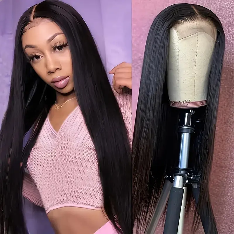 Rosabeauty 100% Human Hair Nature Color 13x6 Straight Lace Front Wigs 250% Density Frontal Glueless For Women 30 40 Inch