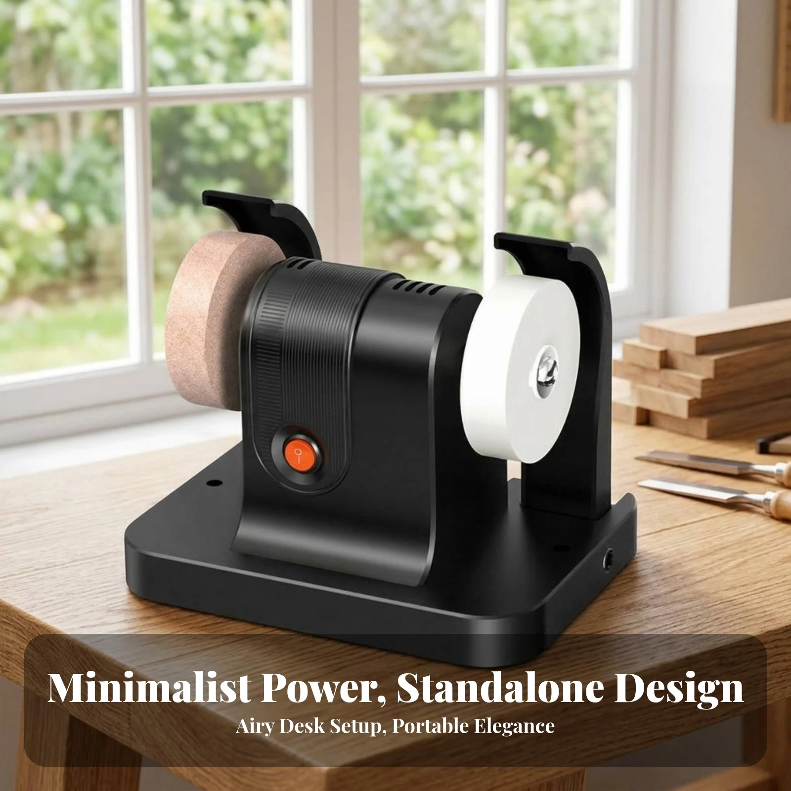 Tabletop Electric Grinder Adjustable Speed Mini Bench Grinder with Power Adapter Desktop Honing Tool with Dual Wheels Compact