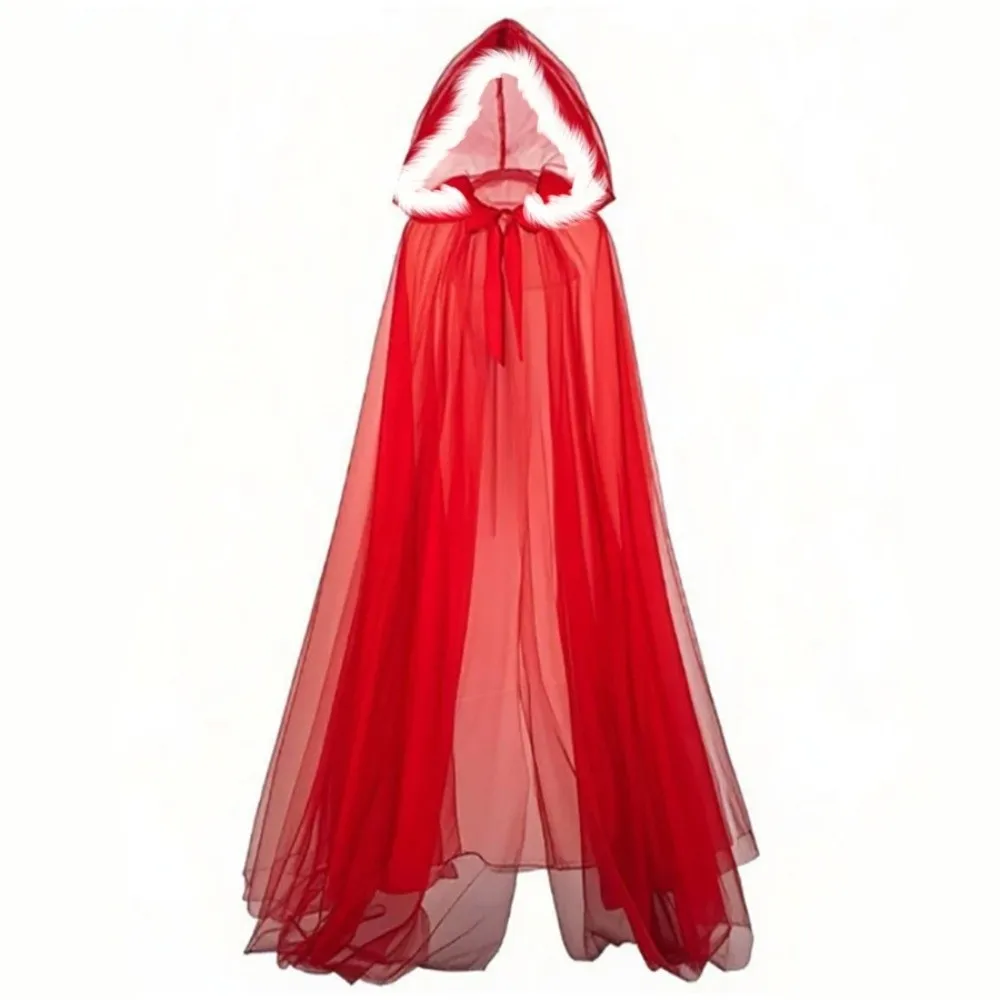 

Fairy Tale Red Riding Hood Polyester Velvet Witch Wizard Hooded Cloak 150cm/59in Role Play Cosplay Costume Cape Halloween