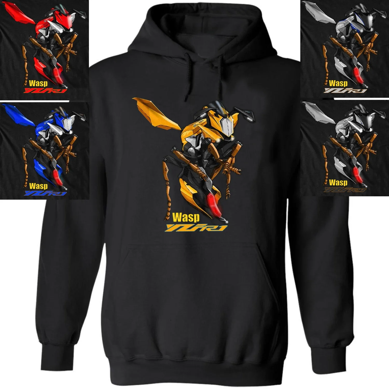 Classic Japanese Motorcycle YZF R1 Wasp Inspired Pullover Hoodie New 100% Cotton Casual Mens Sweatshirt Fashion Rider Streetwear