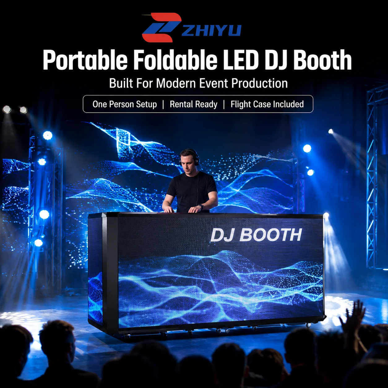 Zhiyu Mobile DJ Booth Foldable DJ Booth P2.6 LED Video Wall Panel for Night Party