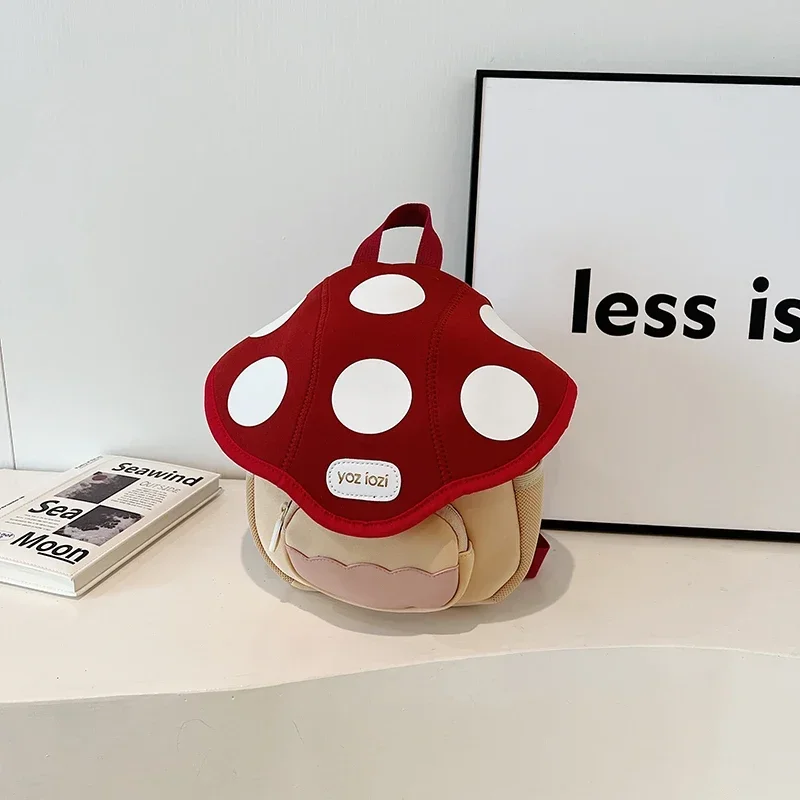 

Cute Mushroom Shape High Quality PU Canvas Splicing School Bag Sewing Color Matching 2024 Hot Sale Bags for Girls Bolsos Colegio