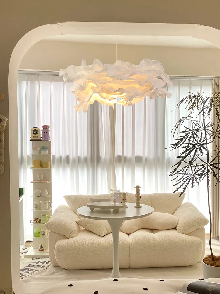 Japanese Quiet Wind Paper Art Pendant Light with Cloud Creative Simplicity and Retro Art Living Room Dining Room, Bedroom Hall D