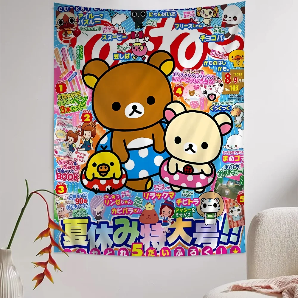 Japan Anime Cute Cartoon Rilakkuma Hanging Bohemian Tapestry Bohemian Wall Tapestries Mandala Kawaii Room Decor