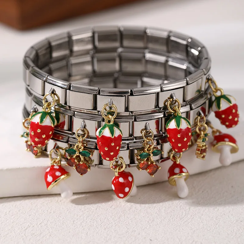 1pc Stylish And Simple Titanium Steel Inset Synthetic Zircon Pendant Square Module Bracelet, Suitable For Women\'s Daily Wear