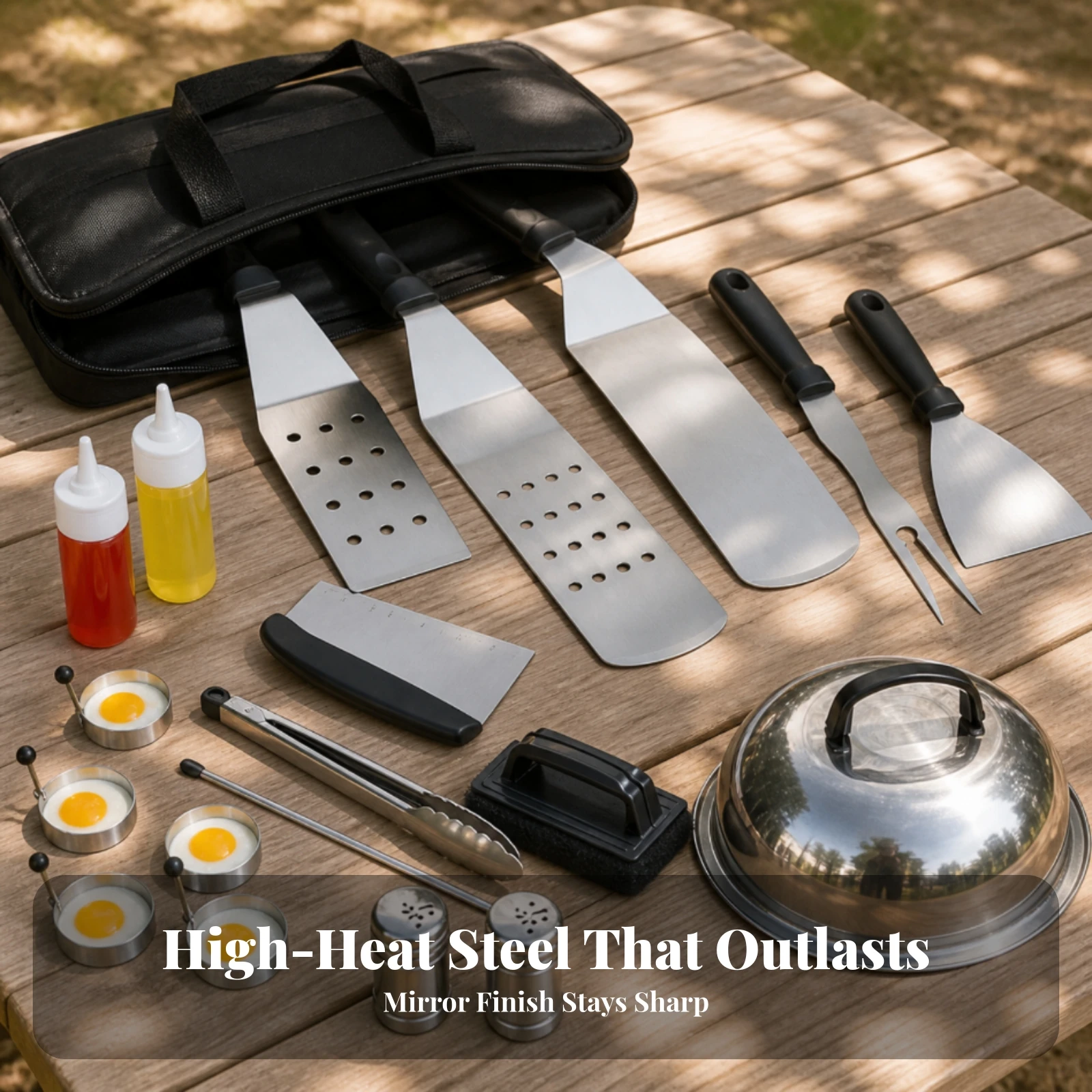 Gereedschapset voor platte bak - Camping Cooking Flat Top recensie en prijs