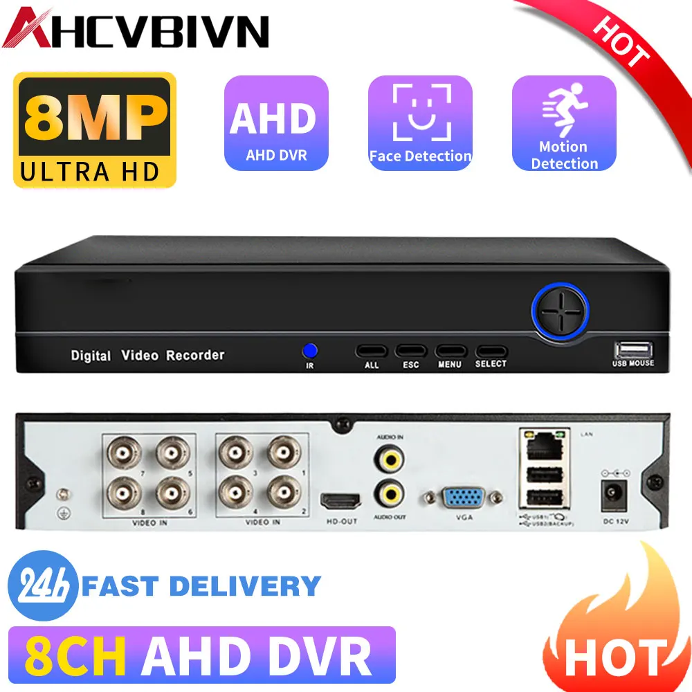 

XMEYE 8MP 4K 8CH AHD CCTV DVR Видеорегистратор Система безопасности Обнаружение лиц 6-в-1 Гибридный NVR DVR Мониторинг Видеорегистратор