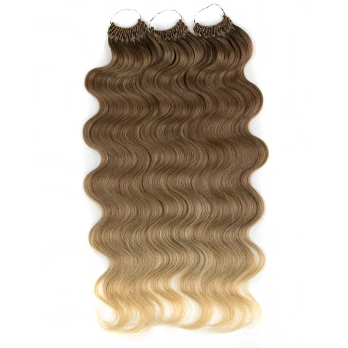 Imagen 2 del producto Pelo sintético ondulado para el cuerpo, mechones de pelo falso de 24 pulgadas, trenzas de ganchillo, extensiones de cabello rizado, pelo trenzado Rubio degradado ondulado con agua