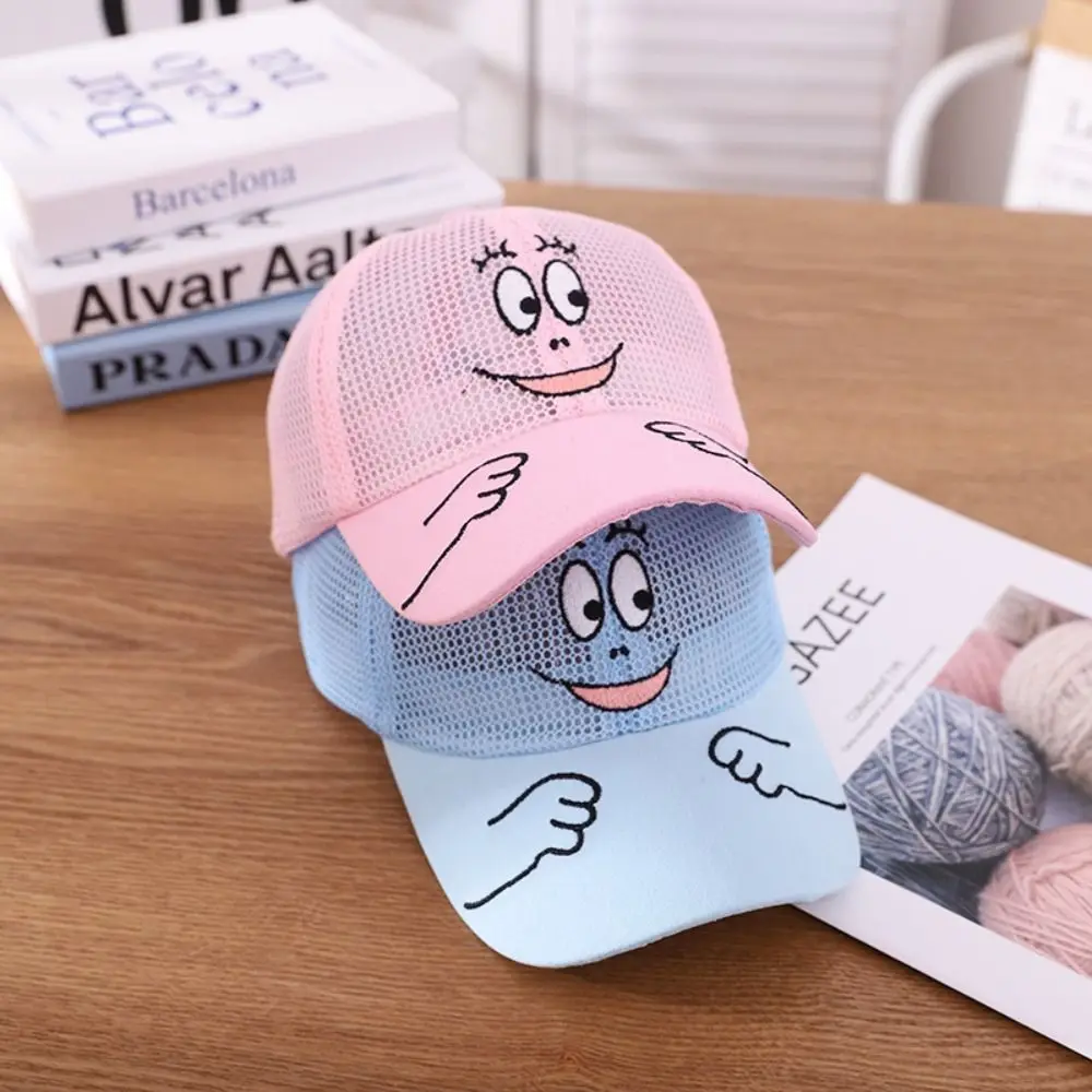 Casquette de baseball en maille avec visage de dessin animé pour enfants, chapeau de soleil cool pour enfants, chapeaux de plage, camping, pêche, printemps, été, automne, nouveau