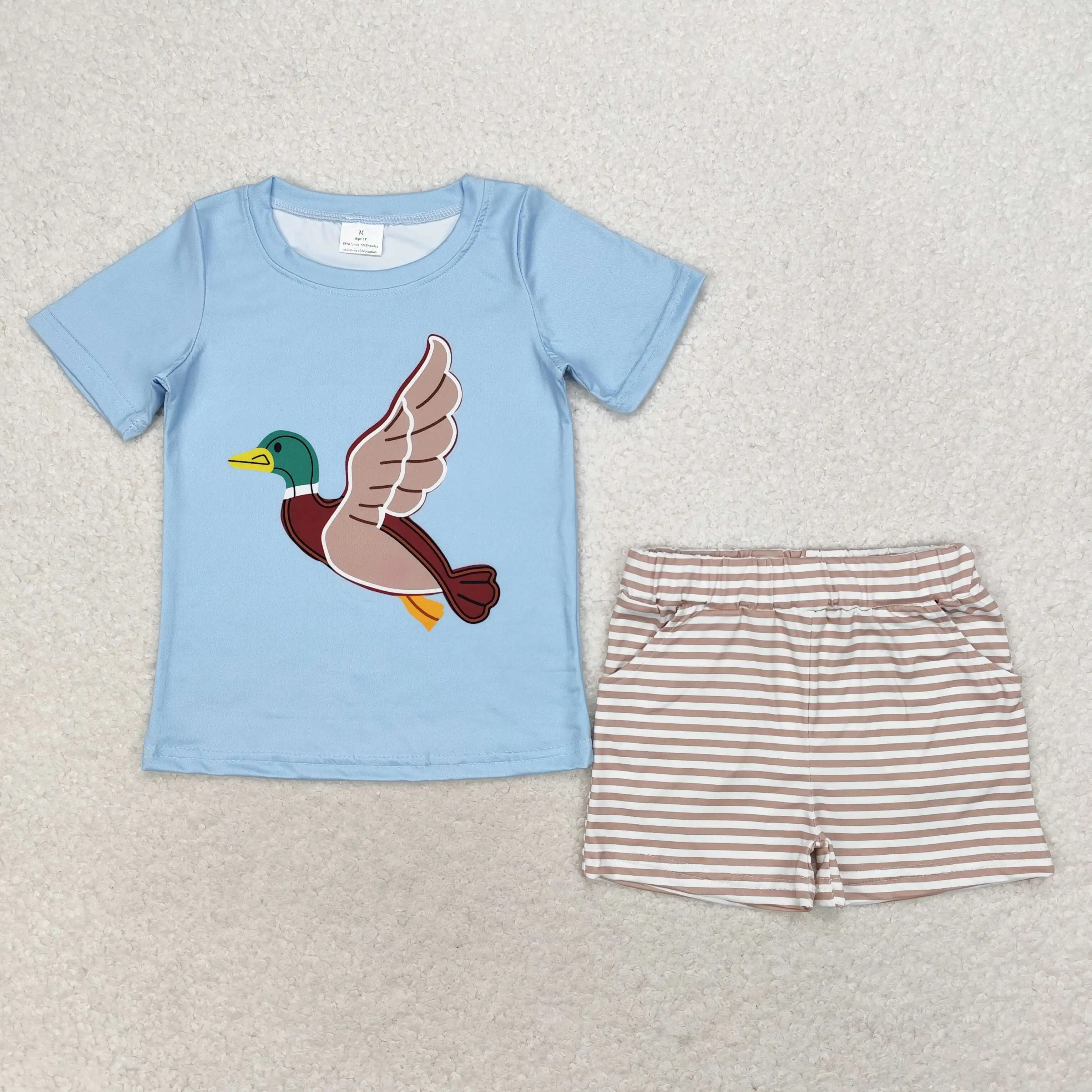 

BSSO0970 Kids Boutique Clothes Set Short Sleeve Duck Print Top With Shorts Set Kids Boys Summer Outfits