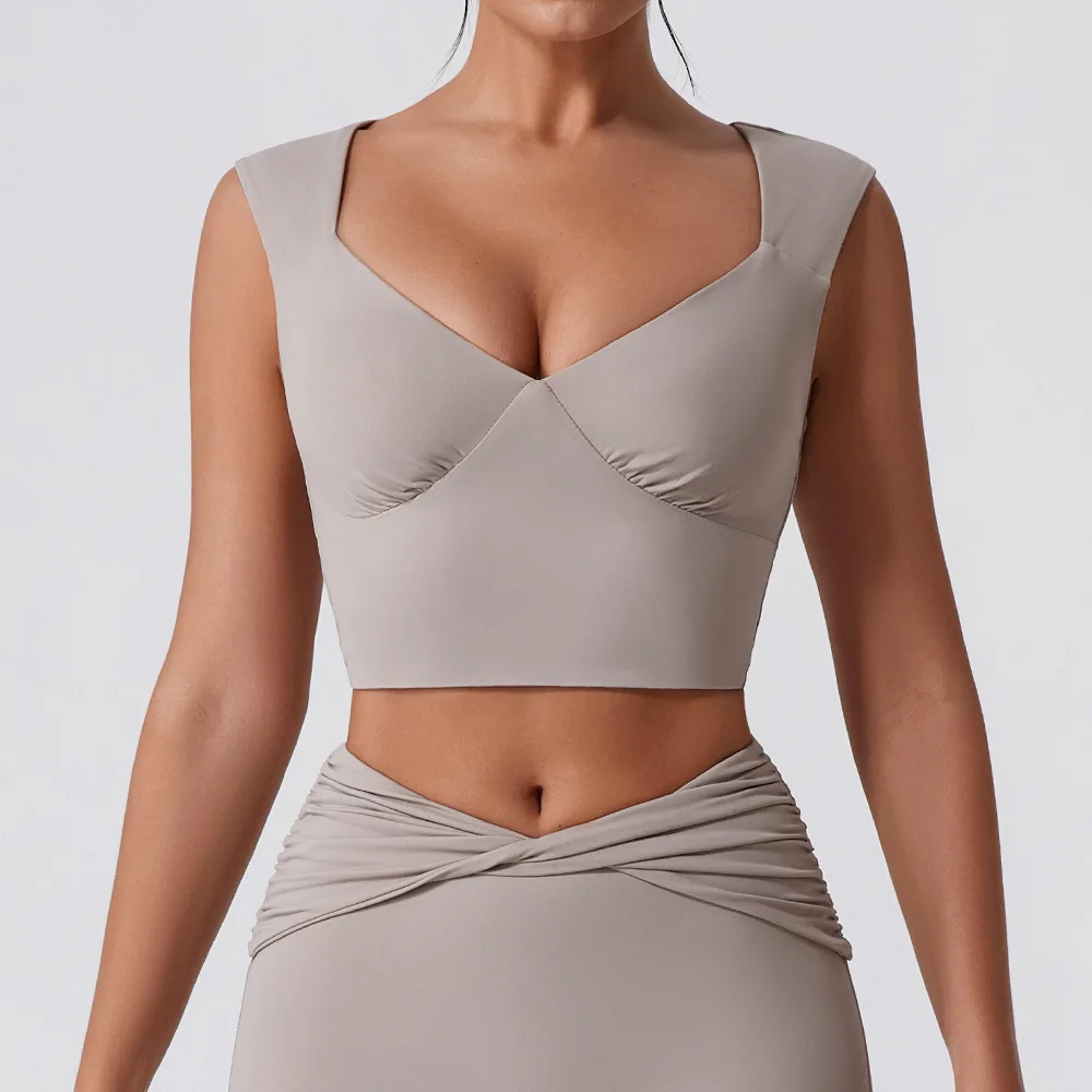 Maxdutti Sexy Back Camisole Shockproof Fitness Outerwear Quick Drying Slim Fit Fashionable Yoga Top T-shirt Woman Clothes Female