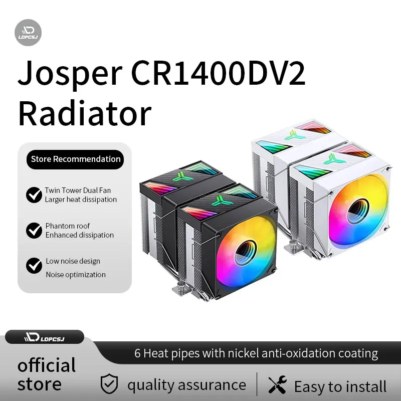 

Jonsbo CR-1400 DV2 Torre Dupla 6 HeatPipes Tubo de Cobre 5V 3Pin ARGB CPU Cooler ITX Refrigerado Ventilador Duplo 9CM Radiador L