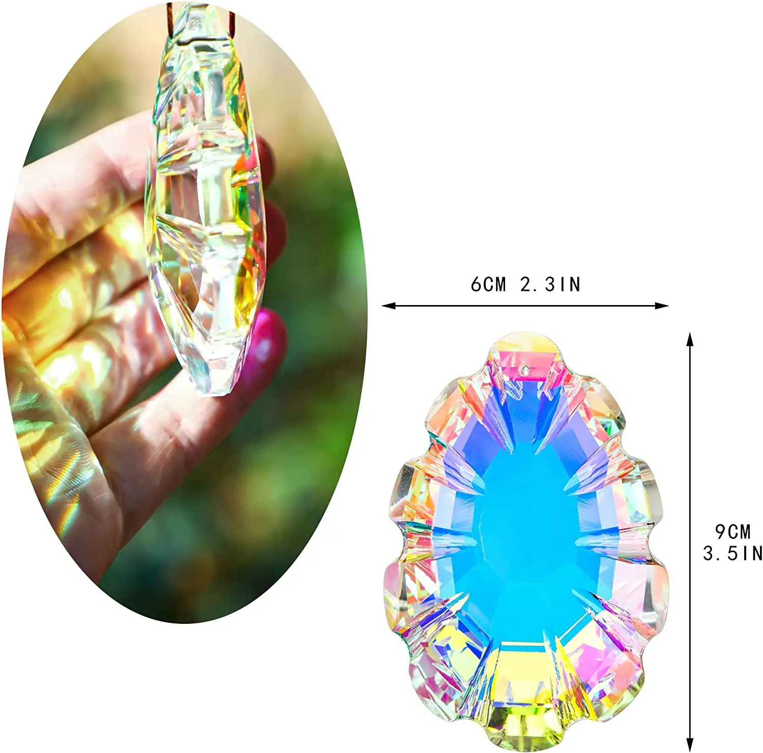 H&D 3.5in Pine Cones Crystal Prism Suncatcher AB Color Crystal Faceted Prism Window Hanging Sun Catchers Rainbow Maker Pendant