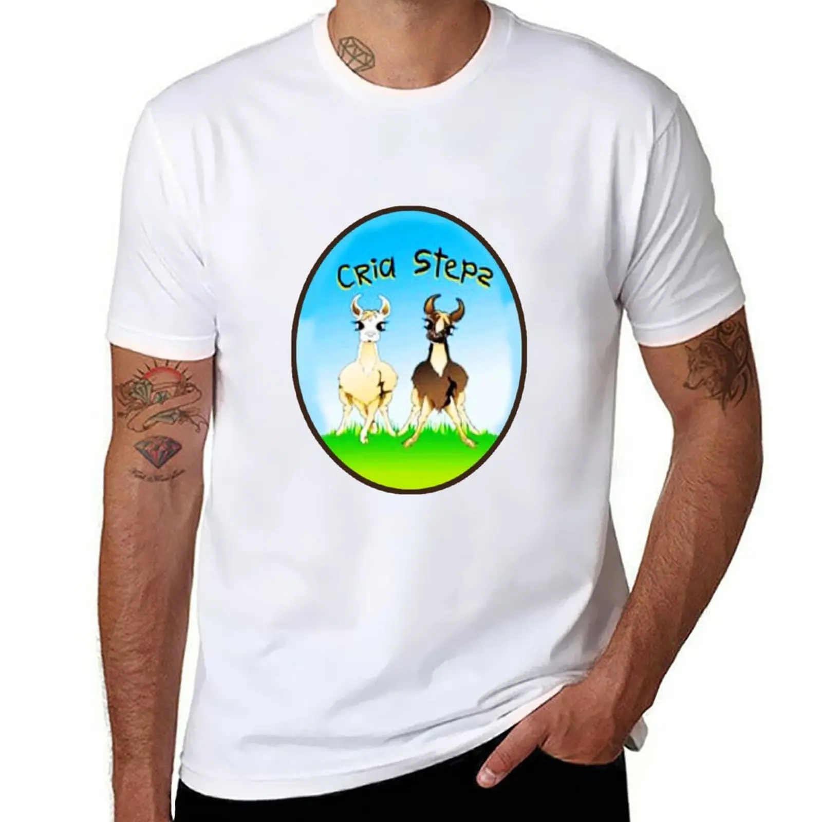 

Llarry and Llucy the Llamas, Cria Steps T-Shirt t shirt for man 100 percent cotton anime t shirts oversize T-Shirt