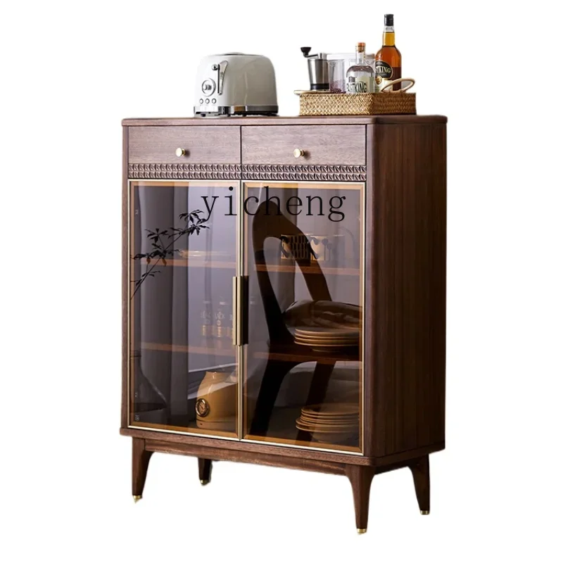 

ZK Solid Wood Sideboard Wall Integrated Simple Modern Living Room Wine Cabinet Restaurant Tea Storage Cabinet