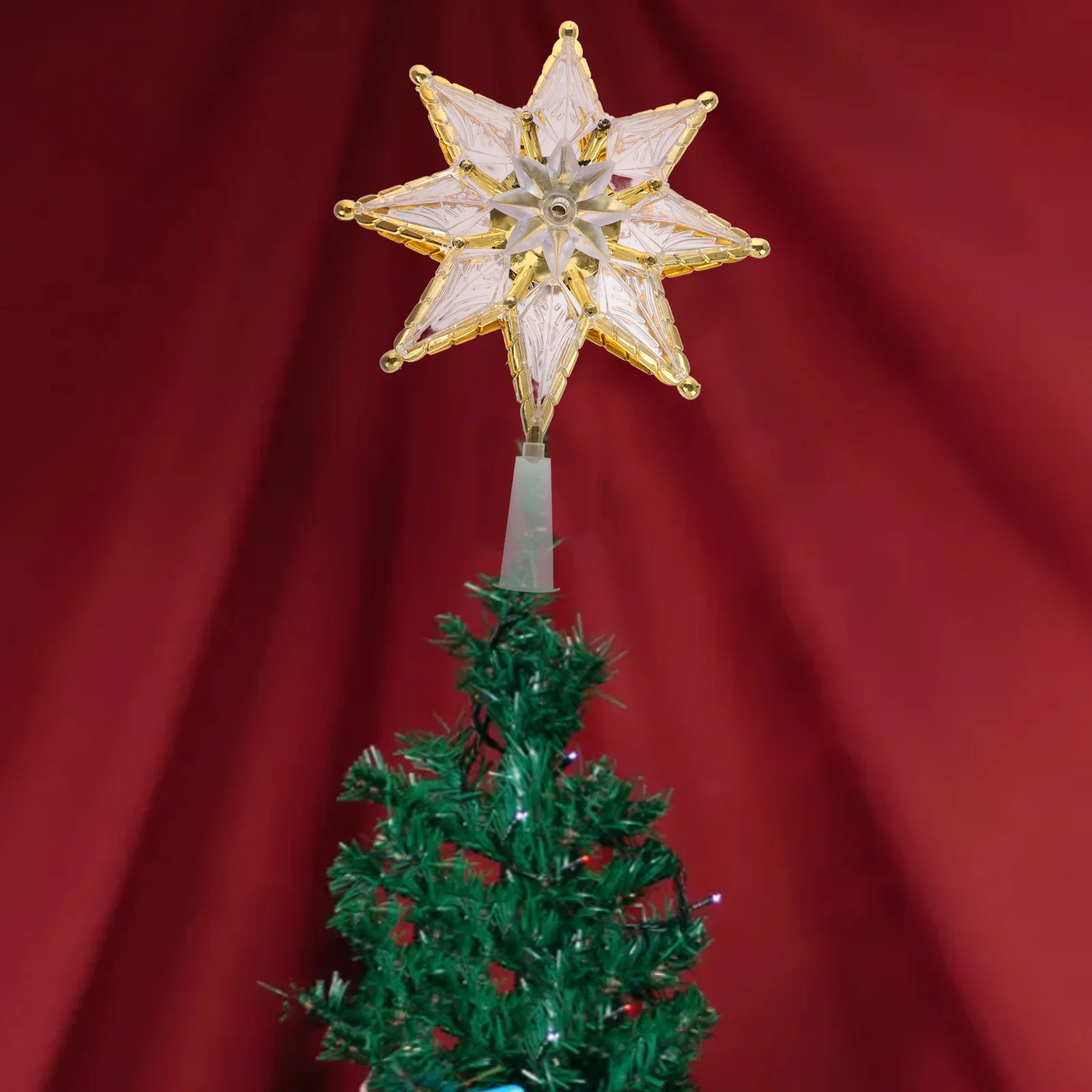 

Unique LED Five- Christmas Tree Topper Large Glitter Lighted Xmas Tree Ornament Holiday Decoration Light Up Star