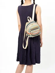1pcs Women's Mini Colorful Straw Backpack Suitable for Girls Women's Outdoor Travel Vacation Beach School Dormitory Daily Use