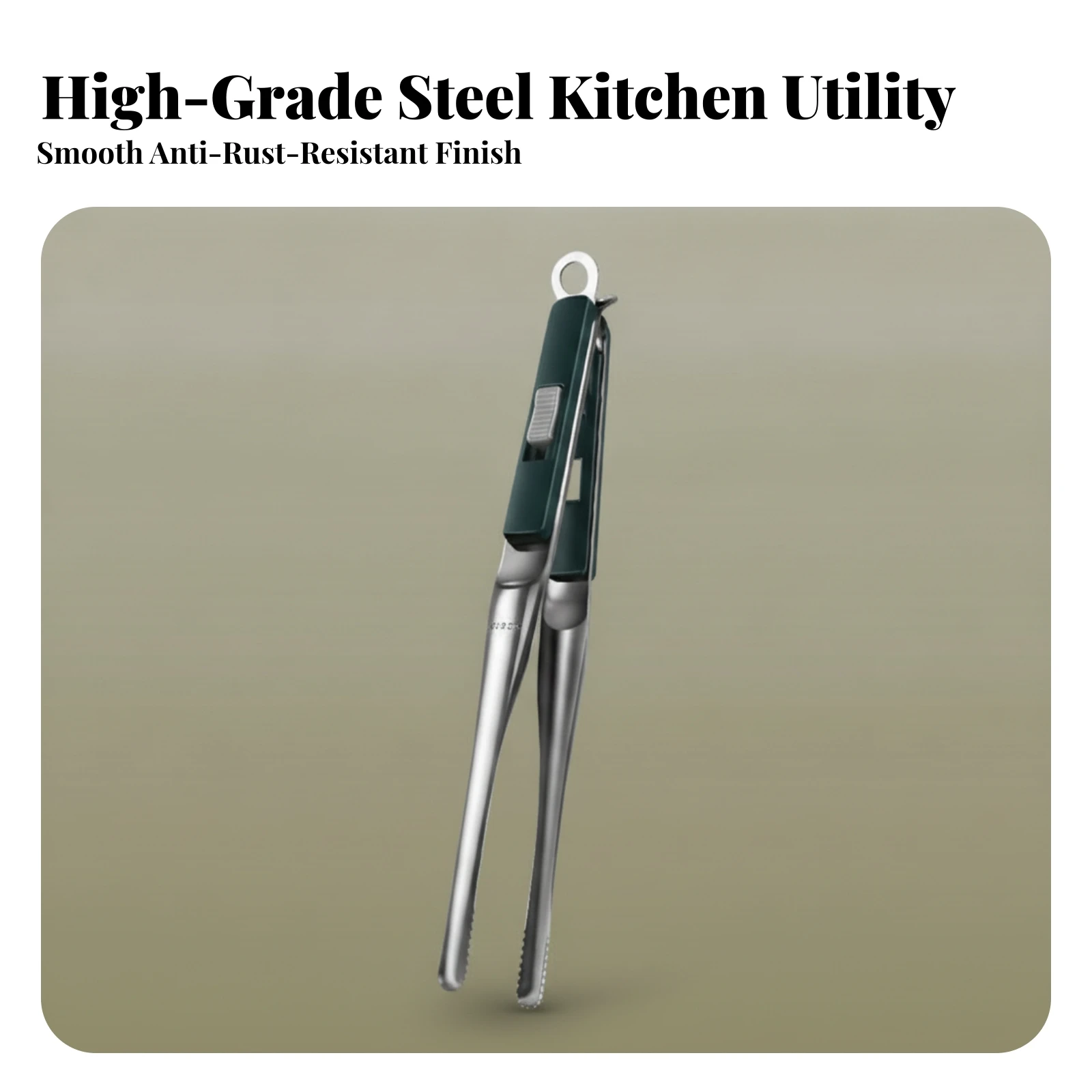 Serrated Tip Tongs Hanging Loop Stainless Steel Tongs Lightweight