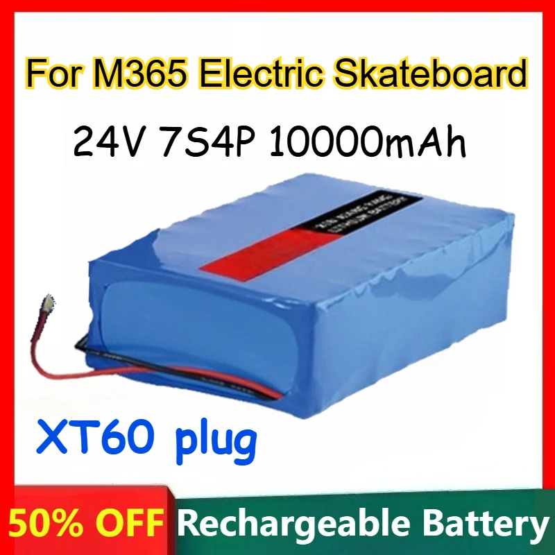 24V 7S4P 10000mAh 18650 Lithium-ion Battery Stable Voltage for M365 Electric Skateboard Rechargeable Batteries
