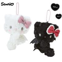 15CM Kawaii Sanrio Hello Kitty Angel and Demon Plushie Doll Pendant Cartoon Stuffed Toy Key Pendant Bag Pendant Birthday Gift