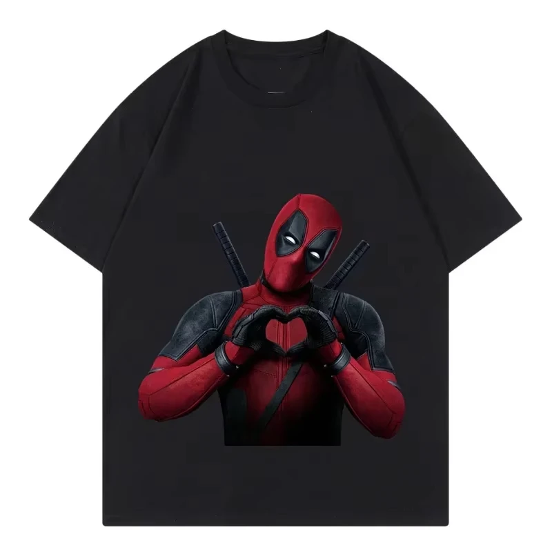 تي شيرت Marvel أصلي عالي الجودة من Deadpool بأكمام قصيرة للسيدات كاواي فضفاض برقبة دائرية تي شيرت نسائي بأكمام قصيرة