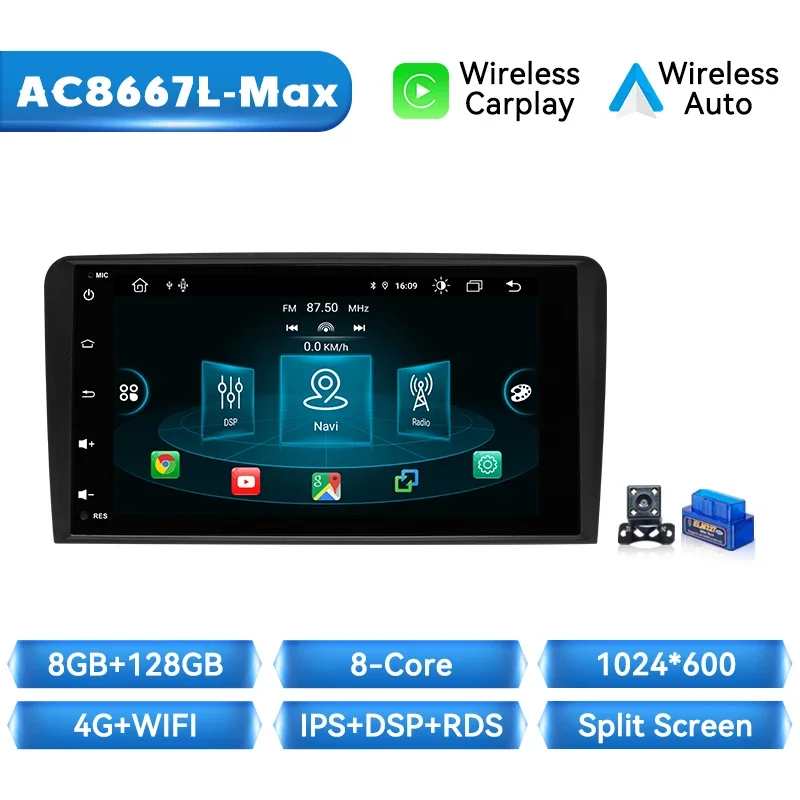 Xonrich Draadloze Carplay Auto Radio Autoradio Android 14 Voor Audi A3 8P 2003 - 2013 Ips Scherm Android Auto Stereo Met Bose Gps